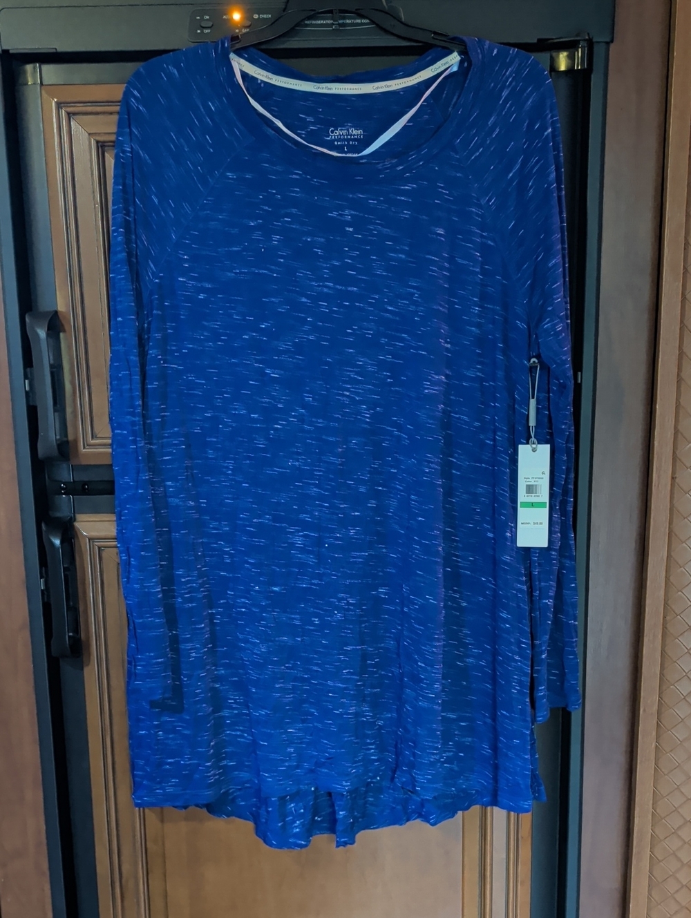Calvin Klein Performance Women's Long Sleeve Heathered Royal Blue Top